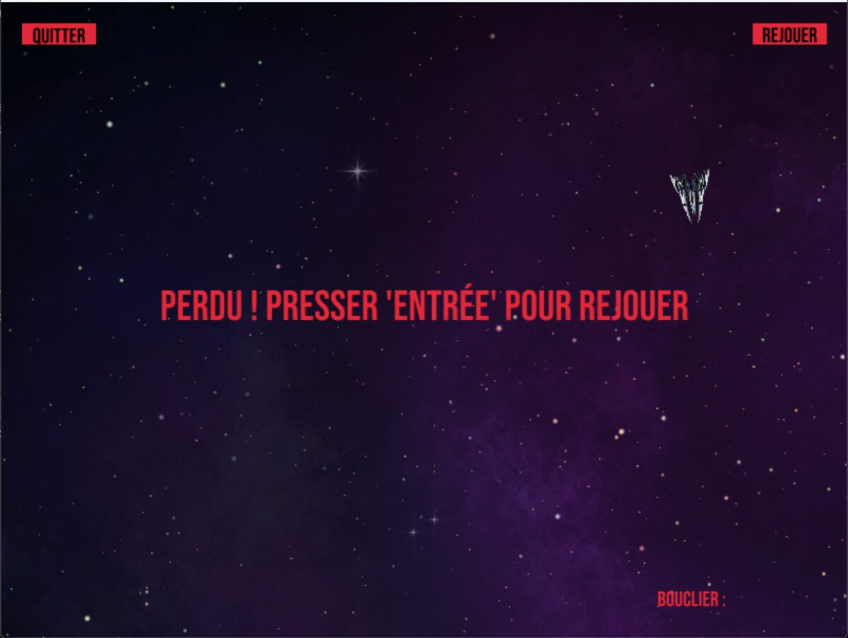 Écran de fin de partie perdue